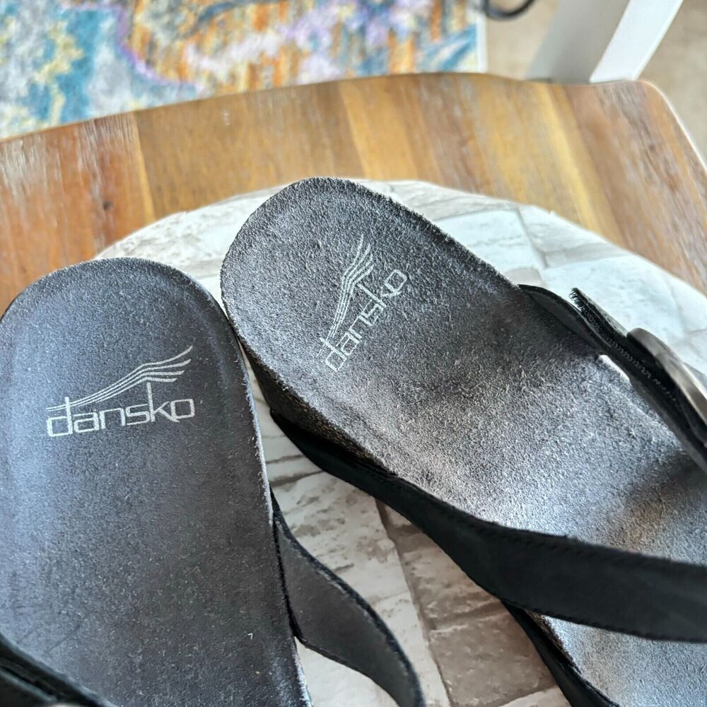 Dansko Leather Criss Cross Straps Wadge‎ Sandals Black 39 Adjustable Straps - Picture 5 of 11